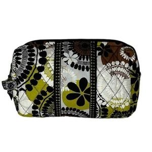 EUCVera Bradley Cocoa Moss Medium Zip Cosmetic Bag Lined Make-up Toiletries Case